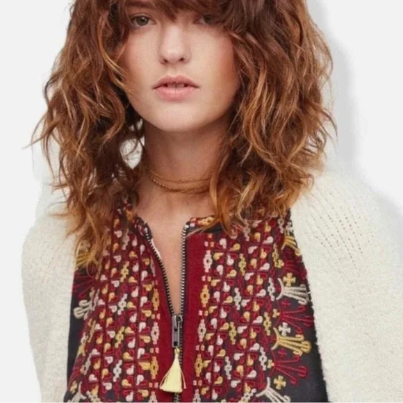 Free People Two Faced Embroidered Jacket in Ivory SZ L - Picture 2 of 14